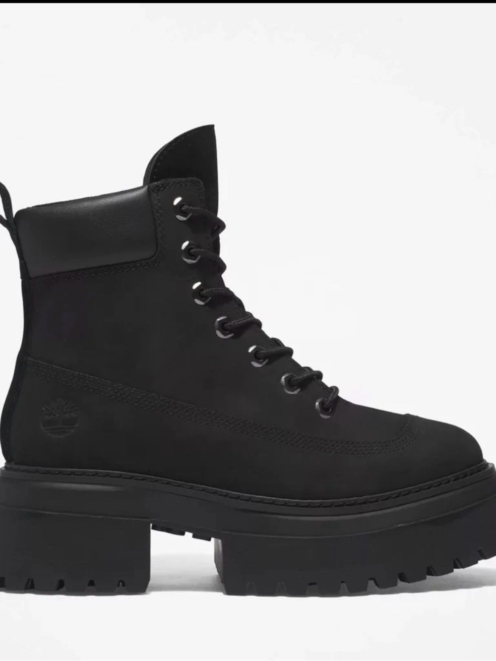 Luxurious Timberland Women's Black Lace-Up Platform Combat Boot